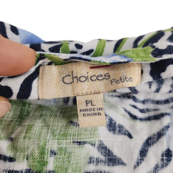 Vintage Hawaiian Cardigan Womens PL Large Petite 100% Linin Hibiscus Zebra Print - Picture 15 of 16